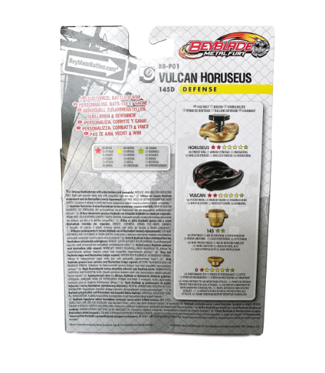 Beyblade Metal Fury – Vulcan Horuseus 145D (BB-P01) – Tipo Difesa