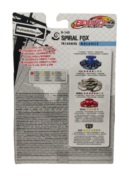 Beyblade Metal Fury – Spiral Fox TR145W2D (B-145) – Tipo Balance